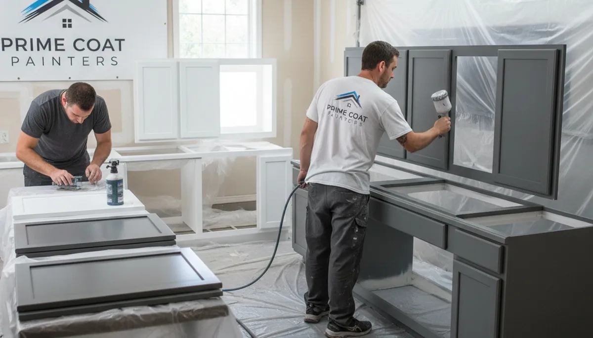 Professional cabinet painting in Albuquerque NM for kitchen refinishing and durable UV-resistant finishes