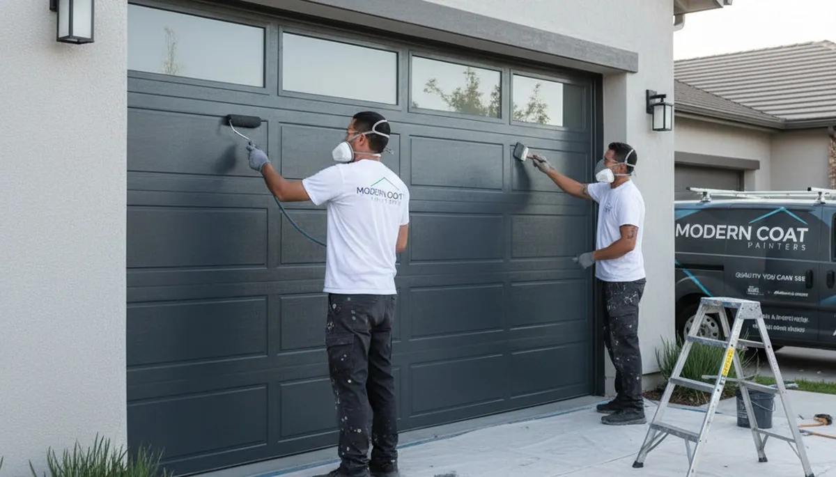 Professional garage door painting in Albuquerque NM enhancing curb appeal with durable finishes