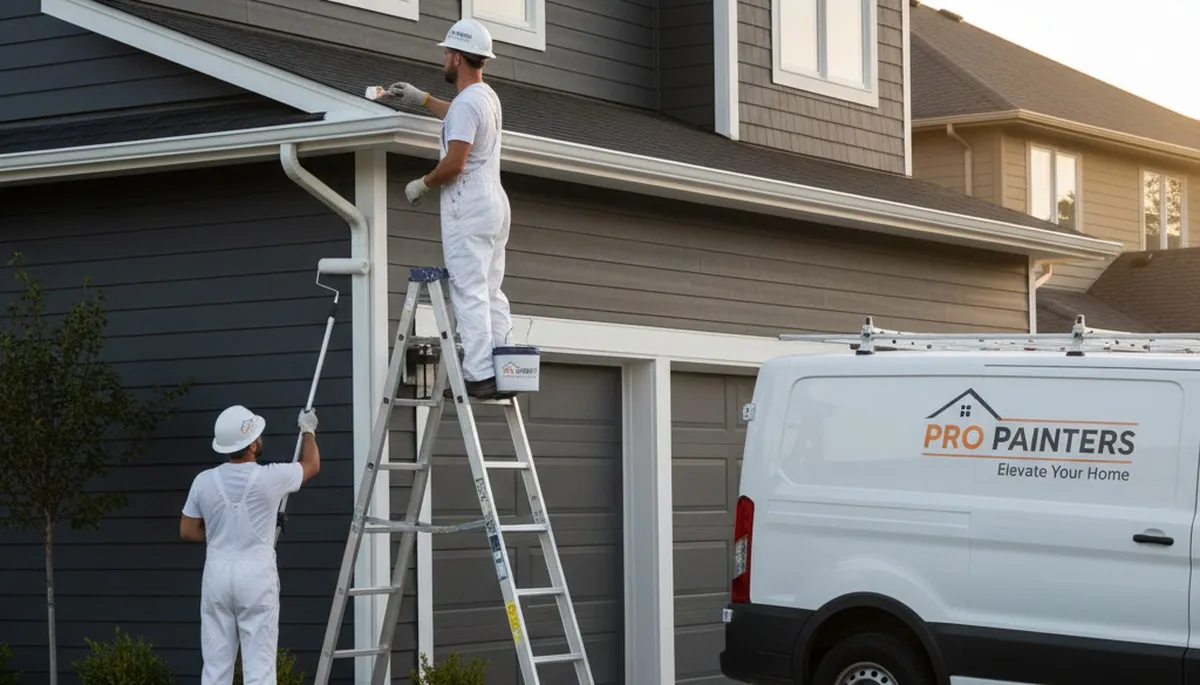 Professional gutter painting on a home exterior in Albuquerque, NM by expert house painters
